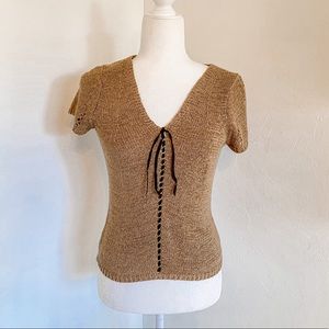 August Silk Knits | Tan and Brown Knitted Top
